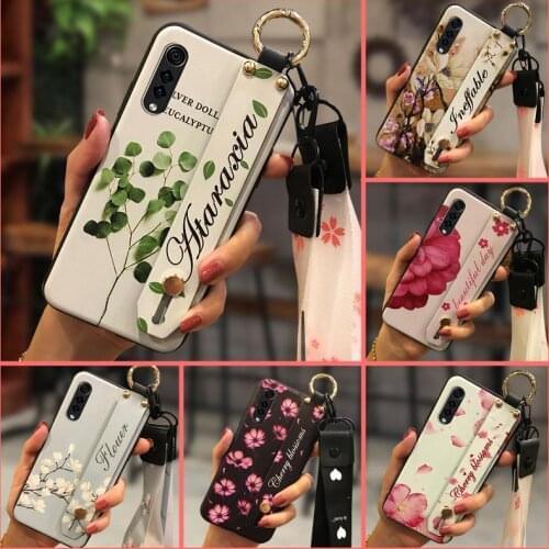 Anti-knock Wrist Strap Phone Case For LG Velvet 4G/5G Durable Silicone Kickstand Anti-dust Flower