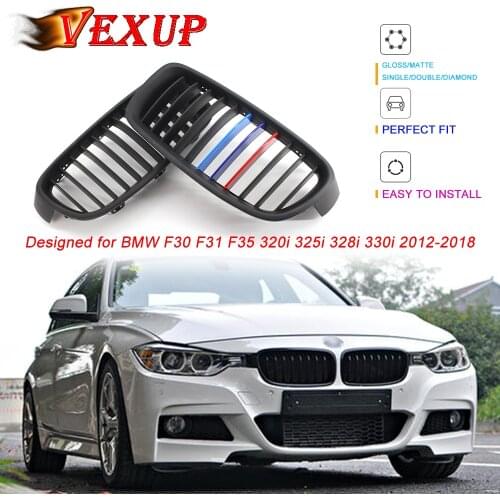 Sporty Style Matte Black Single Slat Front Kidney Grille Grill For BMW 3 Series F30 F31 F35 320i 325i 328i 330i 2012-2018