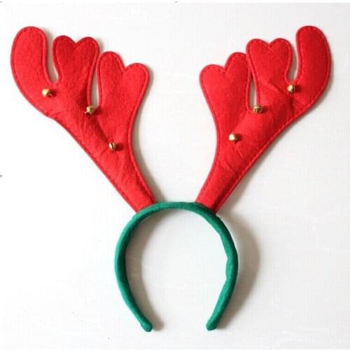Antler shape Christmas Antler hair band for kids and girls,red baby party headband with six little bells