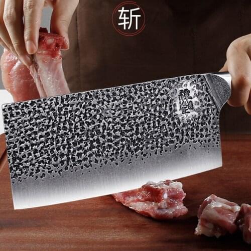 Hand forged slicing knife kitchen knife sharp chopping knife meat cleaver chef special knife Tang Knife 5CR15MOV steel
