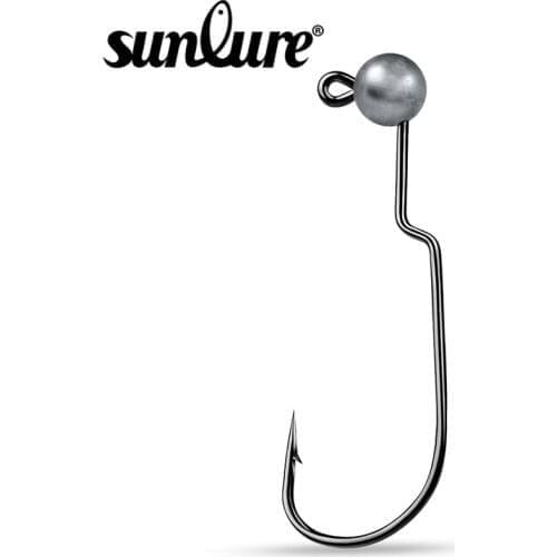 Sunlure 500pcs/lot Carbon Steel Fishing Hooks Crank Hook For Soft Worm Bait 1g 1.8g 2.5g 3.5g Metal Jigs Fishing Hook Tackle