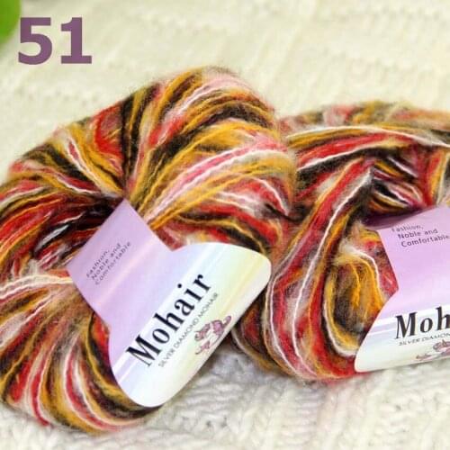 Sale New 2BallsX25g Luxury Soft Mohair Warm Wrap Shawl Hand Knit Crochet Yarn 291-51 Red Orange Black