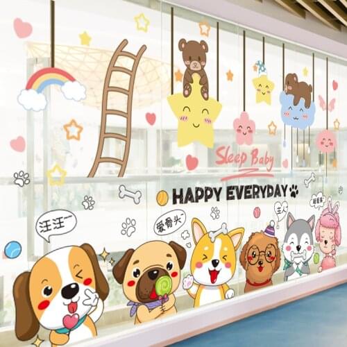 [SHIJUEHEZI] Bears Animals Wall Stickers DIY Dogs Wall Decals for Kids Rooms Baby Bedroom Children Nursery Home Decoration