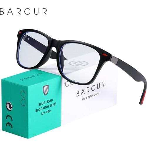 BARCUR Retro Blue Light Blocking Glasses Computer Glass Frame Men Glass Women Trend Styles Brand Optical Reading