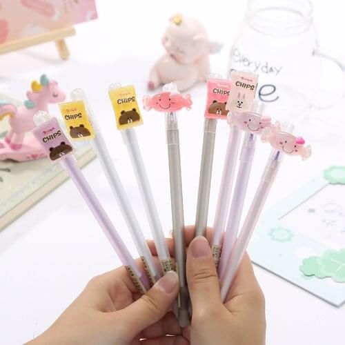 48 pcs/lot Creative Candy Bear Erasable Gel Pen Cute 0.5mm Signature Pens Office School Writing Supplies Promotional gift