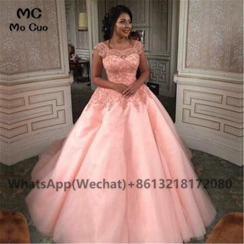 Vintage Ball Prom Evening Dresses With Lace Appliques 3/4 Sleeves Square Neck Tulle Arabic Formal Evening Gowns