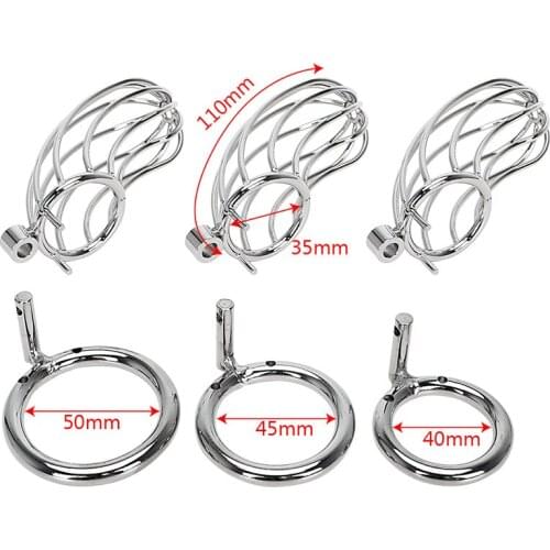 Lockable Stainless Steel Cock Cage with Lock & Keys Penis Ring Sleeve Lock Sex Toys for Men Adult EK-New