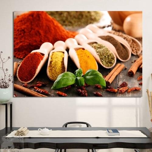 Grains Spices Spoon Kitchen Food Canvas Painting Cuadros Scandinavian Posters and Prints Wall Art Picture Living Room Home Decor