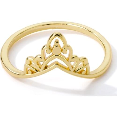 Hollow Out Lotus Crown Rings For Girls Stainless Steel Vintage Wedding Ring Fashion Women Jewelry Gift Bague