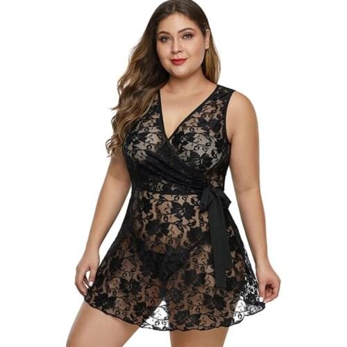 Plus Size Women White Sexy Lingerie Lace Chemise Porno Sex Underwear Dress Erotic Lingerie Sexy Costumes Women apparel
