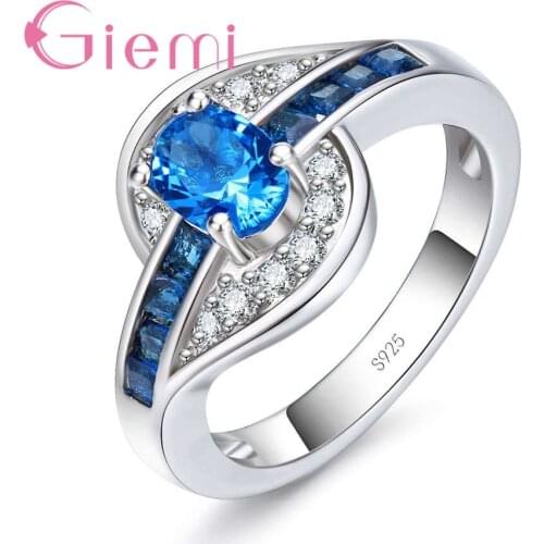 Discount New Arrival Beautiful Women Fashion Jewelry Gift 925 Sterling Silver Nice Blue Cubic Zirconia Ring Free Shipping