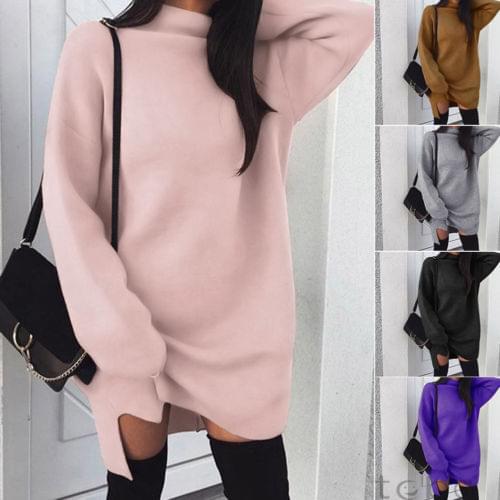 2020 Autumn Winter Long Sleeve Sweater Dress Pullover Jumper Female Clothes Women White Knitted Turtleneck Sweaters