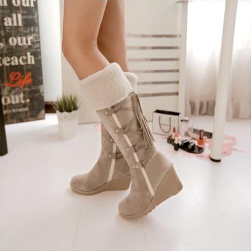 Winter Snow Warm Boots Women 2021 New Woman Platform High Heels Shoes Fashion Fur Warm Long Boots Female Sexy Boot Plus Size 43