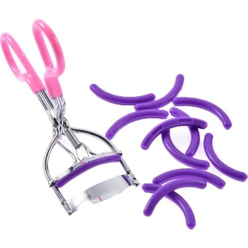 1pc Handle + 8 Silicone Replacement Pads Eyelash Curler Curl Eye Lash Cosmetic Makeup Eyelash Curler Curling Tweezers Tools