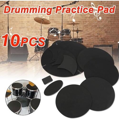 10Pcs Bass Snare Drum Sound Eliminate Quiet Mute Drumming Practice Pad Set Music Equipment Accessories Attachment
