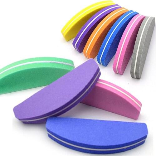 10pcs/set Mini Half Moon Sponge File Polishing Sanding Block Manicure Pedicure Nails Files Nail Art Tips Manicure Pedicure