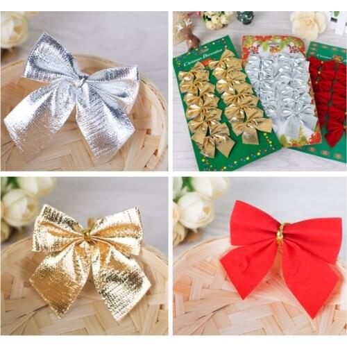 12pcs/lot cute bow Christmas decorations Christmas tree ornaments holiday family party bow decoration decorated New Year