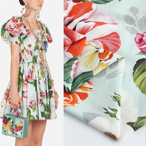 2020 Digital painting Green lake pure cotton fabric for summer dress шитье ткань telas tissu coton tissus tela sewing stof DIY