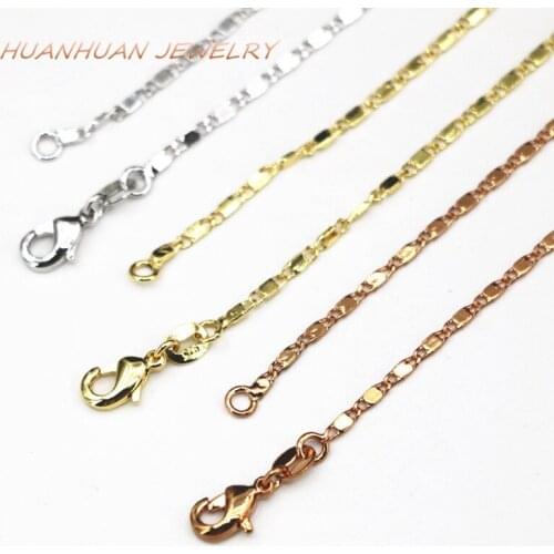 3 colour Classic 0.5x1.5mm Unique Gift Lover Stainless Steel Necklace for Women Men Jewelry Copper Chains Chokers 18inch B3372