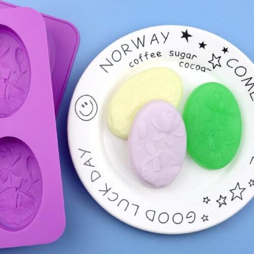 4 Dragonfly Lotus Silicone Soap Mold, Easy To Release and High Temperature Resistant DIY Handmade Cold Soap Mold