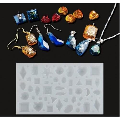 43 Patterns beads pendant earrings Silicone Mold for jewelry Resin Silicone Mould geometry molds heart Square Round star moon
