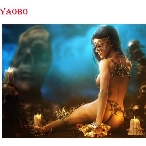 5D DIY Diamond Painting Mask Sexy Women Cross Stitch Rhinestones Painting beads Embroidery Kits Needlework Wall Sticker Decor