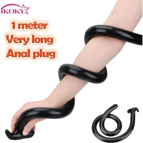 IKOKY 1M Butt Plug Anus Masturbator Silicone G Spot Stimulation Dildo Prostate Massager Super Long Anal Plug Dilator