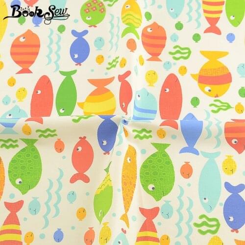 Booksew White 100% Cotton Twill Quilting Fabric Dye Dress Material Curtain Printed Cartoon Tissu Textile Patchwork Sewing 160