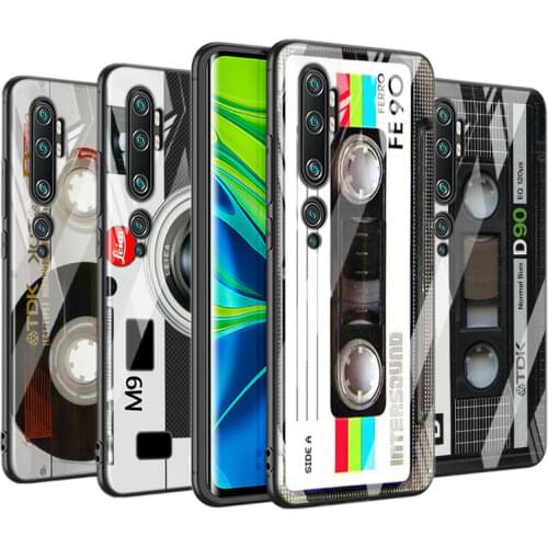 Tempered Glass Cover Classical Cassette Tape For Xiaomi Mi 11 11i 10T CC9E 9T Note 10 Ultra Pro Lite 5G Phone Case