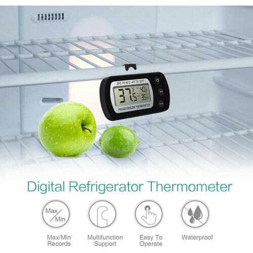 Electronic Digital Refrigerator Thermometer LCD Screen Fridge Freezer Temperature With High & Low -20°C To 50°C Anti-humidity