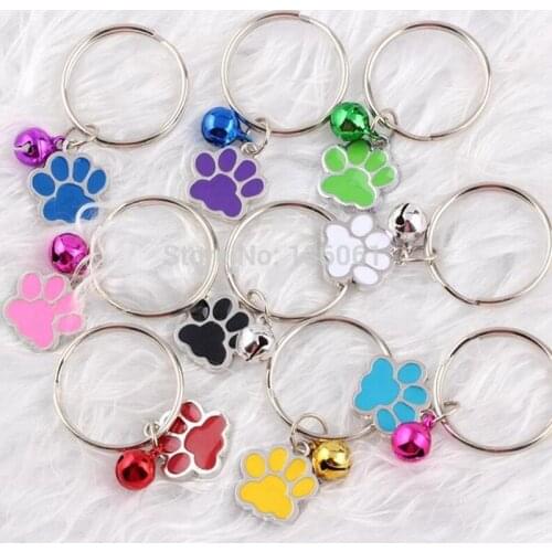 Enamel Cat Dog Bear Paw Print Bell Keychain Ring Charms For Keys Car Bag Key Ring Chains Couple Pet Dog Lovers Jewelry Gift NEW
