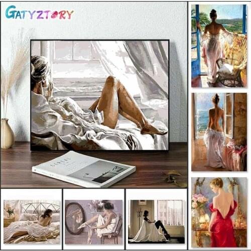 GATYZTORY DIY Painting By Numbers Figure Picture On Canvas Coloring By Numbers Acrylic paints Home Decor