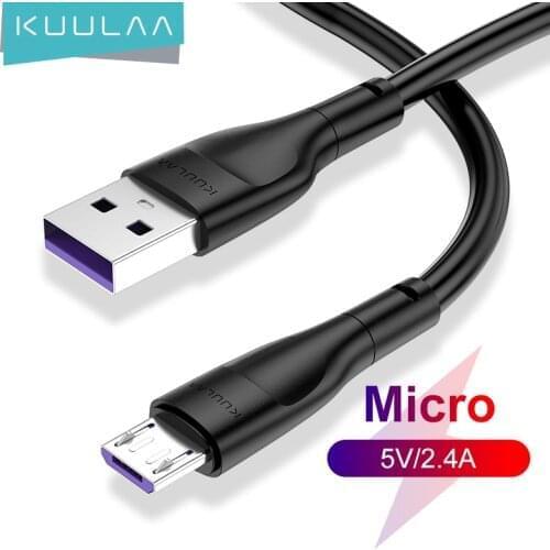KUULAA Micro USB Cable 2.4A Fast Charging Cord for Samsung J7 Redmi Note 5 Pro Android Mobile Phone USB Micro Data Charger Cable