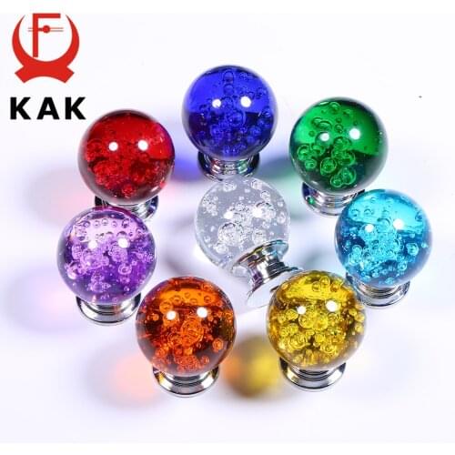 KAK 30mm Crystal Ball Furniture Knobs Kitchen Cupboard Door Pulls Drawer Knobs Cabinet Handles Wardrobe Door Handle Hardware