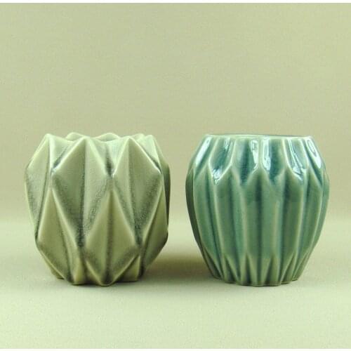 Geometric Shape Ceramics Candleholder Ornamental Porcelain Pillar Candler Craft Accessories for Home Decor and Art Collection