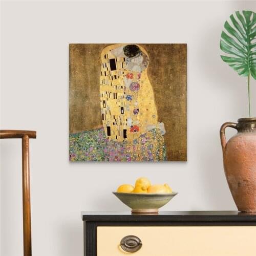 Classic Artist Gustav Klimt Kiss Abstract Canvas Painting Canvas Print Poster Modern Art Wall Pictures for Living Room Wall Art