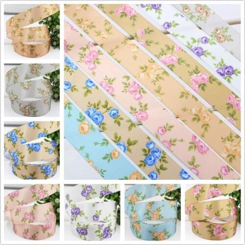 Hot,1'' 25mm,rose flower Printed grosgrain ribbon, DIY handmade clothing accessories, wedding gift packaging materials,YW42455