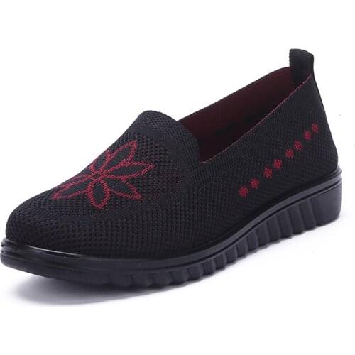 New Listing Womens Casual Woman Mesh Sneakers Women Knitted Flat Ladies Slip on Female Footwear Size 42 Feminino Zapatos