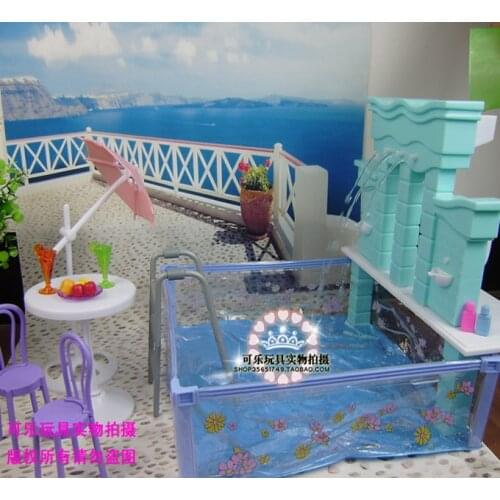 Furniture For barbie doll house swimming pool 1/6 bjd accessories princesas home plastic Play Set casa bonecas baby diy toys