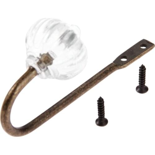 Metal Single Hook Transparent Grip Antique Bronze Hanger Europe Style Decor Wall Coat Hat Door Kitchen 87*45*27mm with screws