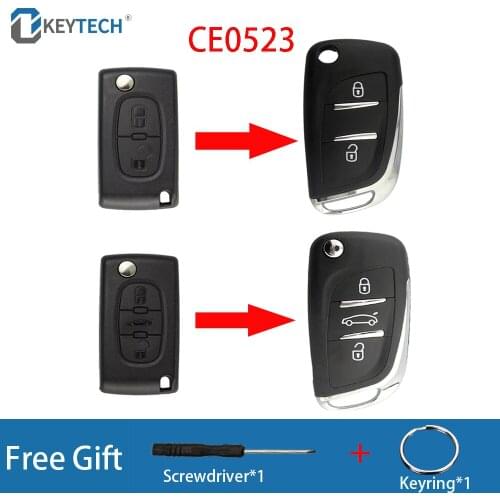 OkeyTech Modified Flip Remote Key Shell Cover For Peugeot 306 407 807 Partner For Citroen C2 C4 C5 C6 C8 Berlingo Picasso CE0523