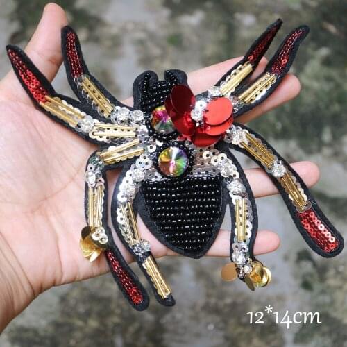 Fashion Handmade spide rhinestone beaded patches for clothing DIY sew on patch embroidered applique decorative sequins Parches