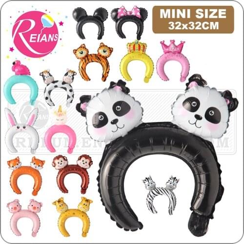Cartoon Crown inflated headband foil balloon rabbit bear animal balloon childrens toys birthday party decoration kids gift