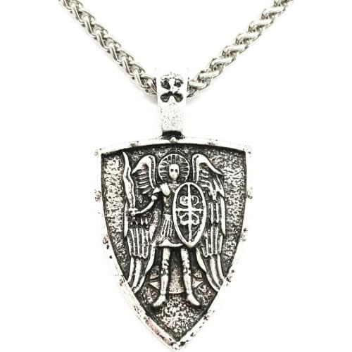 Nostalgia Archangel Talisman St.Michael Protect Me Saint Shield Protection Amulet Pendant Angel Wings Necklace Wicca Jewelry