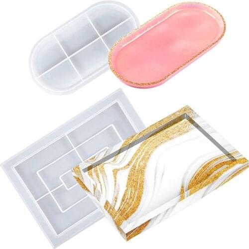New Silicone Tray Resin Mold,Rectangle Rolling Tray Mold Oval Coaster Mold Holder Fruit Snack Plate Tray Mold for Home Decor