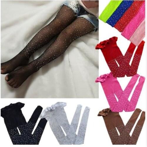 2019 New Kids Baby Girls Rhinestone Fishnet Stockings Children Girl Mesh Pantyhose Hollow Out Tights Girl Stockings