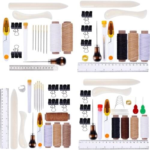 Bookbinding Kit Starter Tools Set Bone Folder Paper Creaser Waxed Thread Awl Large-Eye Needles for DIY Book Binding