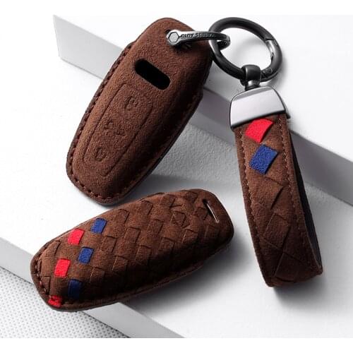 Weave style Turn Fur Car Remote key case key Cover For Audi A6 C8 A7 A8 Q8 2018 2019 2020 2021 Car Styling Car Accessories