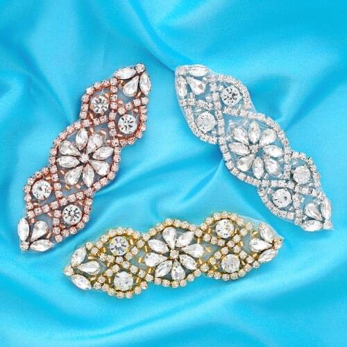 Clear Rhinestones Appliques For Wedding Dresses Belt Beaded Bridal Belt Silver Crystal Pearls Sewing On Dress