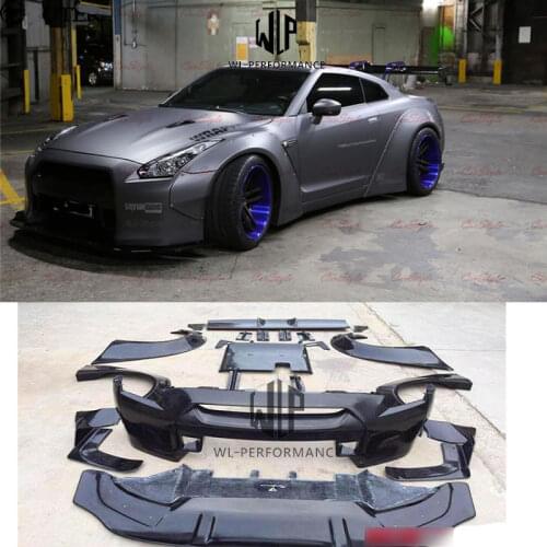 GTR R35 LB wide Car body kit Carbon fiber FRP front bumper lip rear diffuser Spoiler Wheel eyebrow for Nissan GTR R35 09-15